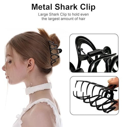 Metal Claw Clip for Thick Hair, Strong Hold Non-Slip Black Hair Clip for Buns, Twists & Half-Up Styles, 1 Piece