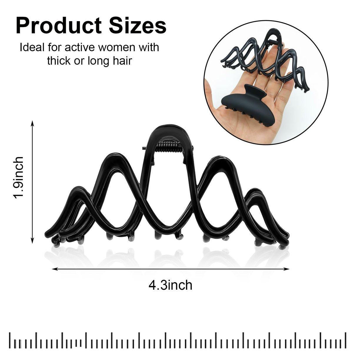 Metal Claw Clip for Thick Hair, Strong Hold Non-Slip Black Hair Clip for Buns, Twists & Half-Up Styles, 1 Piece - görsel 3