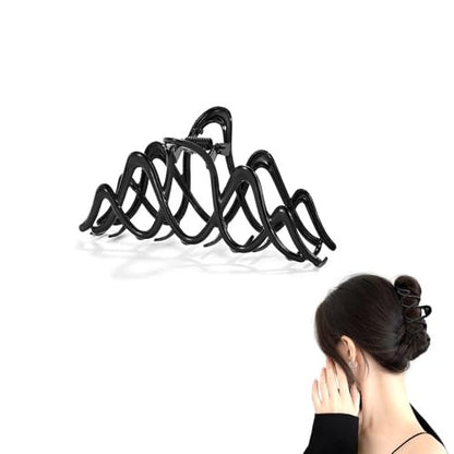 Metal Claw Clip for Thick Hair, Strong Hold Non-Slip Black Hair Clip for Buns, Twists & Half-Up Styles, 1 Piece