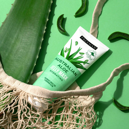 Freeman Exotic Blends Australian Aloe Jelly Mask - Leave-On Overnight Facial Mask for Calming, Soothing Irritation & Hydrating Dry Skin - Clean Skincare for All Skin Types - 6 fl. oz./175 ml Tube