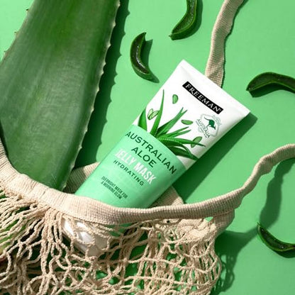 Freeman Exotic Blends Australian Aloe Jelly Mask - Leave-On Overnight Facial Mask for Calming, Soothing Irritation & Hydrating Dry Skin - Clean Skincare for All Skin Types - 6 fl. oz./175 ml Tube