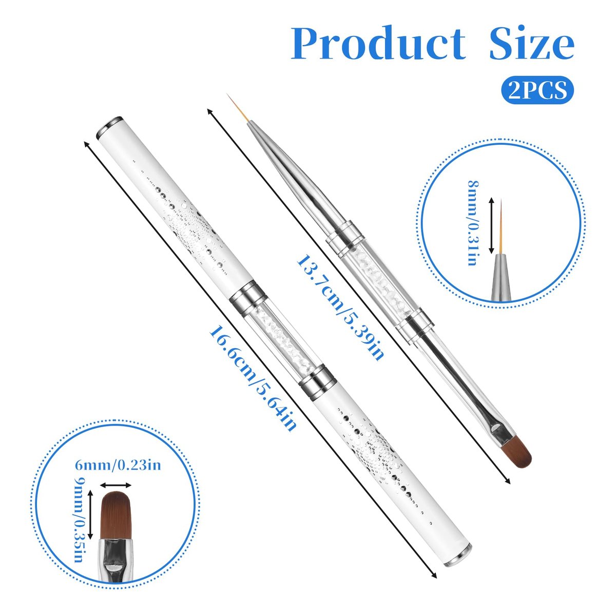 JJUNW 2 Pcs Double Ended Nail Builder Gel Brush & French Tip Brush - Hard Gel Nail Art Brush Set for Professional Nail Design (White) - görsel 4