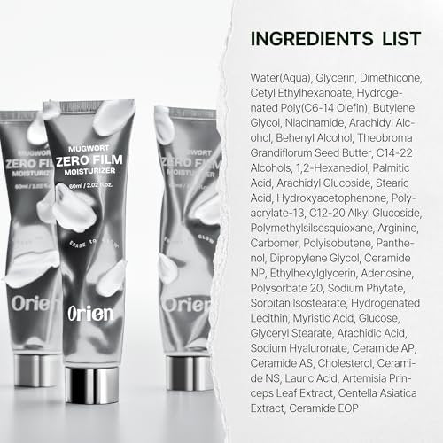 Orien Mugwort Zero Film Moisturizer 60ml – Niacinamide 2% + Panthenol + Glycerin + Adenosine Face Moisturizer Avelisse