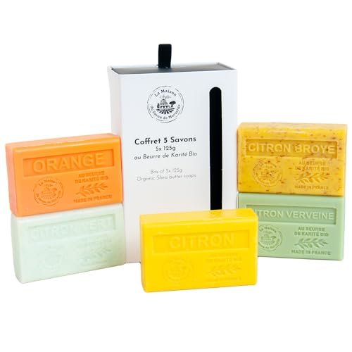 La Maison du Savon de Marseille French Soaps - Organic Shea Butter Nourishing Moisturising Skincare Gift Set - Citrus Fragrances (5 x 125g Bars) - görsel 2