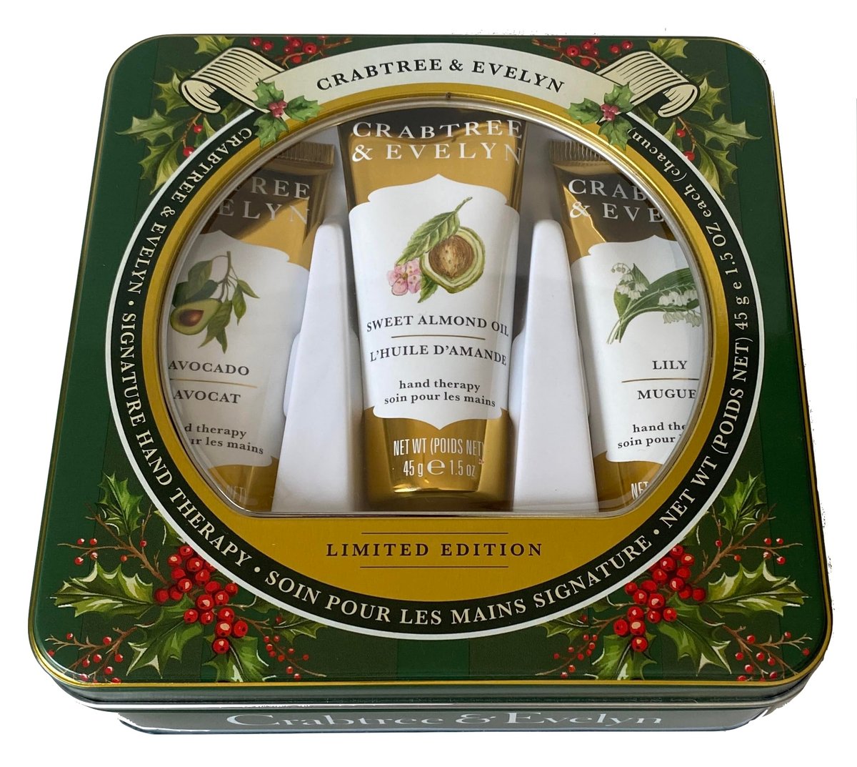 Crabtree & Evelyn Hand Therapy Gift Set Holiday Green Tin - 1.5 Fl Oz - görsel 1