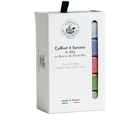 La Maison du Savon de Marseille French Soaps - 5 x 125g Bars - Organic Shea Butter Skincare Gift Set with Exfoliating Fragrances Avelisse