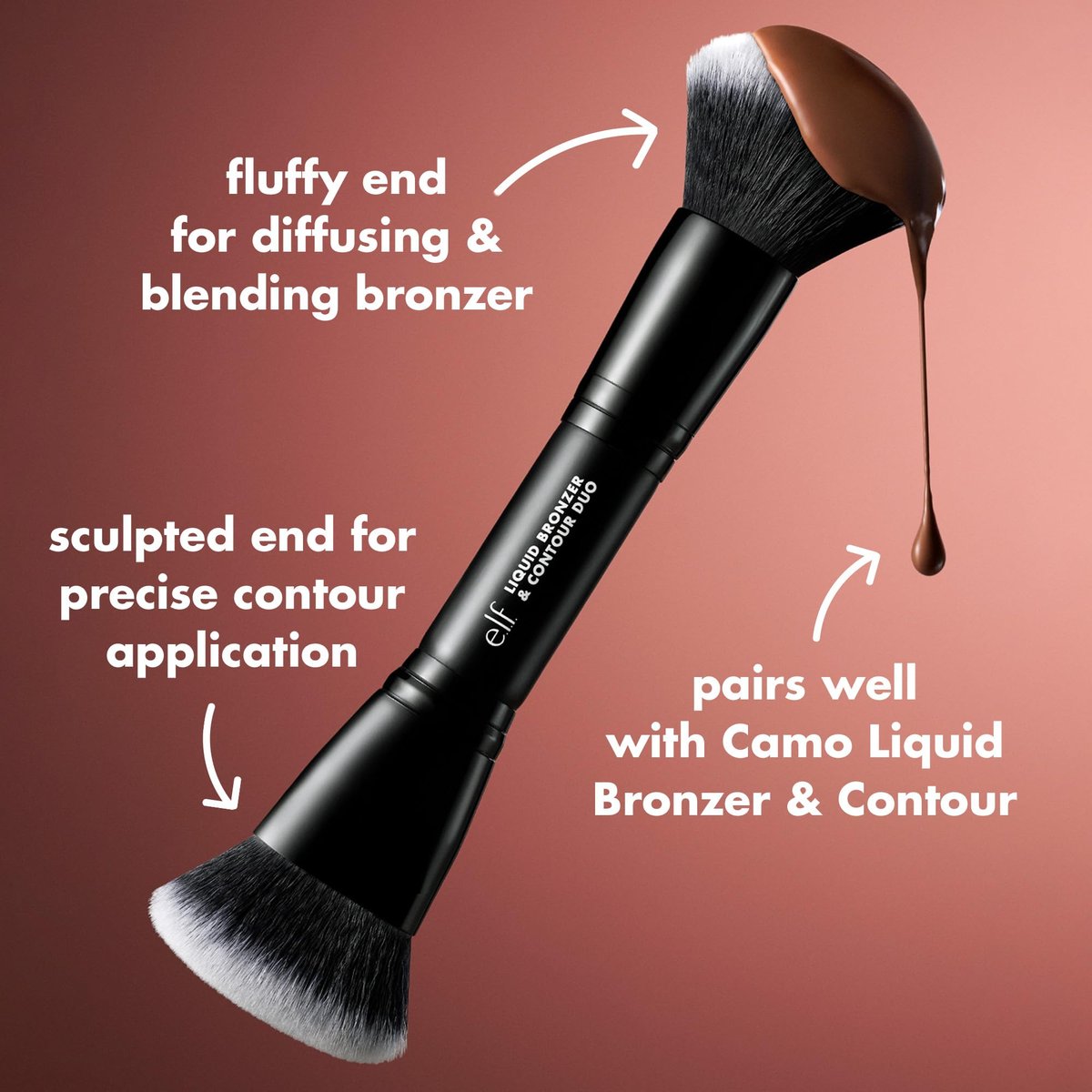 e.l.f. Liquid Bronzer & Contour Duo Brush - Silky, Highly Pigmented Formula with Dual-Ended Makeup Brush, Vegan & Cruelty-Free - görsel 3