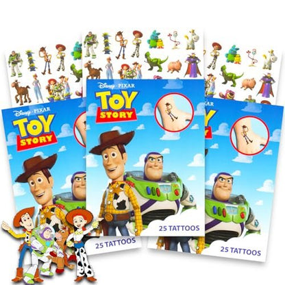 Disney Pixar Toy Story Temporary Tattoos Party Favors Pack - 75 Toy Story Tattoos for Kids & Adults, Multicolor