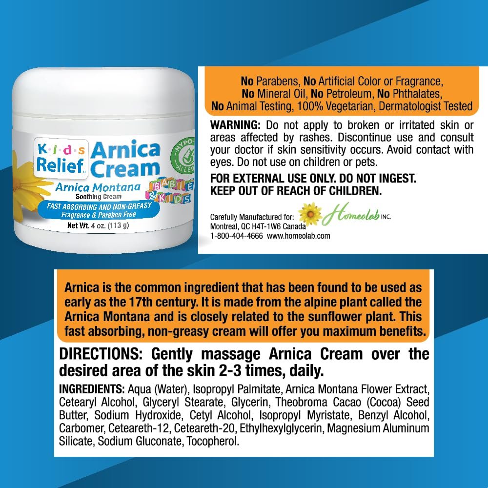 Kids Relief Arnica Cream – Natural Soothing Unscented Moisturizer for Children's Sensitive Skin, 4 oz - görsel 3
