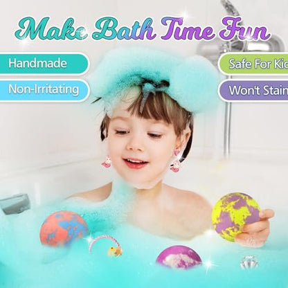 20 Princess Bath Bombs with Surprise Jewelry Toys Inside - Fun Fizzy Gifts for Girls, Kids Birthday, Valentines, Easter by Excalla Avelisse