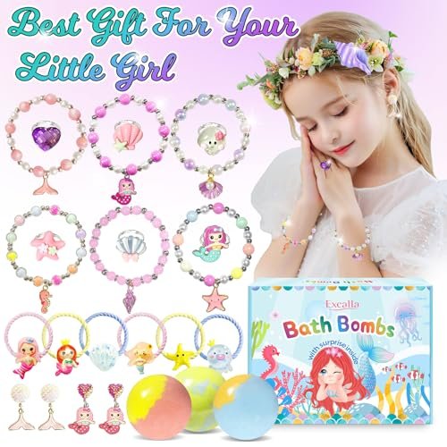 20 Princess Bath Bombs with Surprise Jewelry Toys Inside - Fun Fizzy Gifts for Girls, Kids Birthday, Valentines, Easter by Excalla Avelisse
