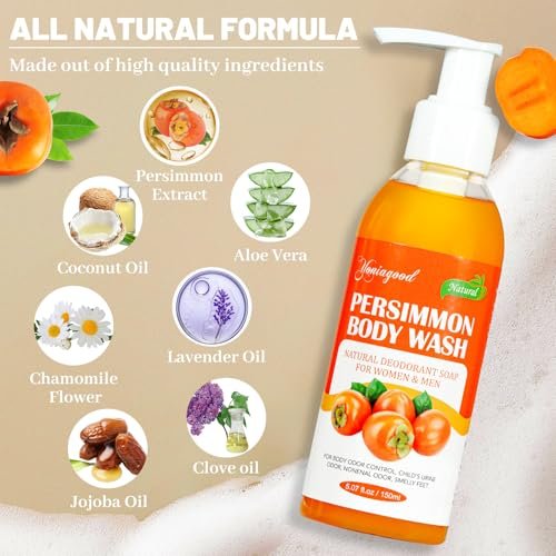 yoniagood 2 PCS Persimmon Body Wash for Strong Odor Control, Natural Persimmon Soap Bar Old People Smell Remover, Smelly Feet Deodorant Body Odor Eliminator, Body Wash Gel for Women & Men - görsel 4
