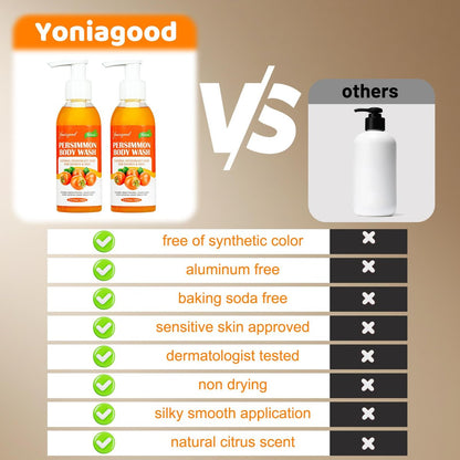 yoniagood 2 PCS Persimmon Body Wash for Strong Odor Control, Natural Persimmon Soap Bar Old People Smell Remover, Smelly Feet Deodorant Body Odor Eliminator, Body Wash Gel for Women & Men