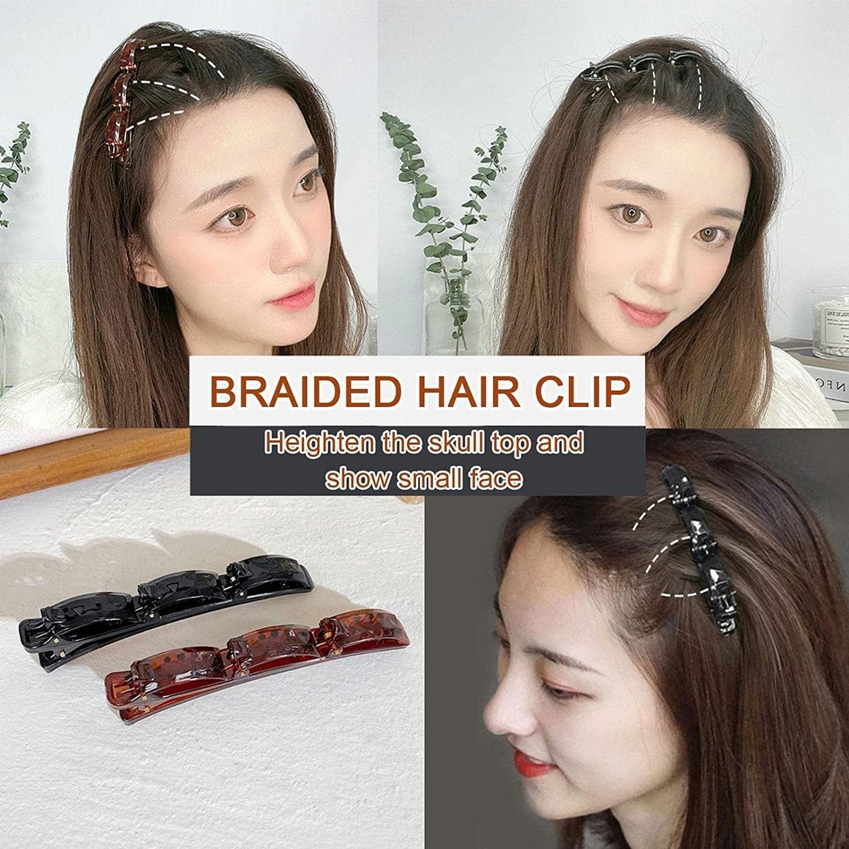 Double Layer Twist Band French Braider Hair Tool - 2 Pack (Black & Brown) for Effortless Braids - görsel 6