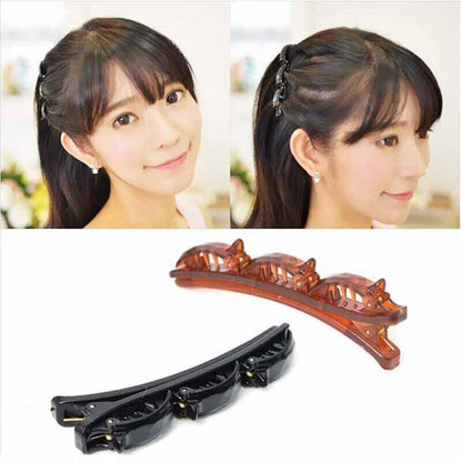 Double Layer Twist Band French Braider Hair Tool - 2 Pack (Black & Brown) for Effortless Braids