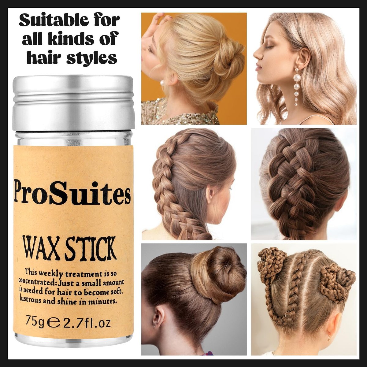 Slick Back Hair Brush with 1000pcs Hair Rubber Bands, Hair Wax Stick, Elastic Hair Ties, Rat Tail Comb for Women, Men, and All Hair Types – Curly, Straight, and More - görsel 9