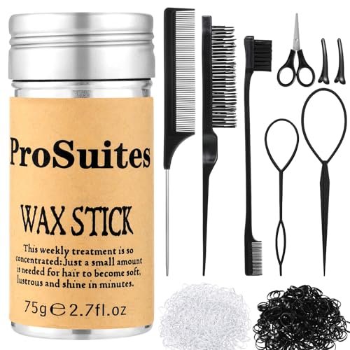 Slick Back Hair Brush with 1000pcs Hair Rubber Bands, Hair Wax Stick, Elastic Hair Ties, Rat Tail Comb for Women, Men, and All Hair Types – Curly, Straight, and More - görsel 2