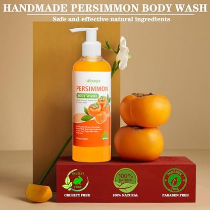 wigarjur Persimmon Body Wash for Old People Smell – Natural Deodorant Bar Soap for Strong Odor & Smelly Feet – Cleansing Body Deodorizing with Persimmon & Green Tea Extracts (10 Fl Oz)