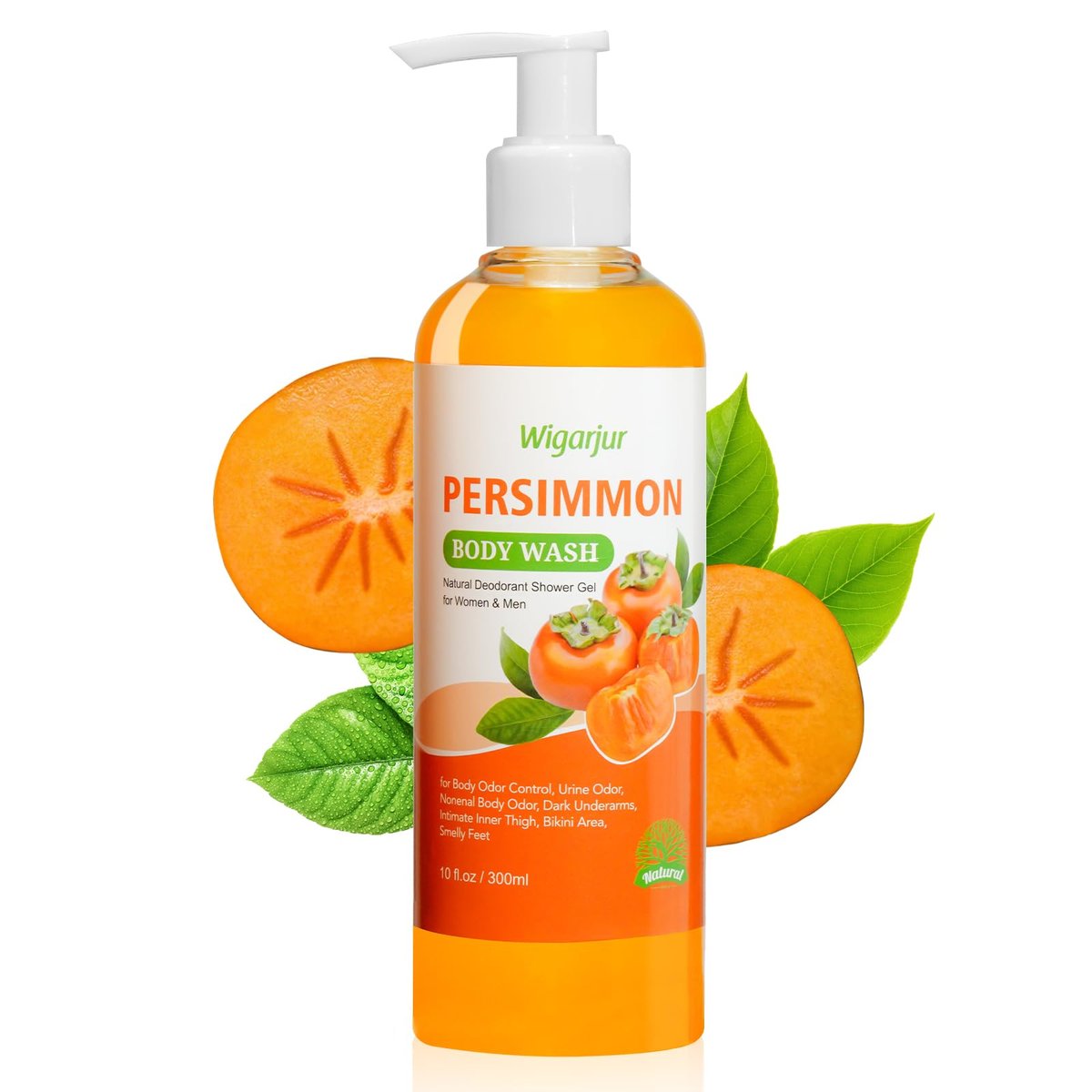 wigarjur Persimmon Body Wash for Old People Smell – Natural Deodorant Bar Soap for Strong Odor & Smelly Feet – Cleansing Body Deodorizing with Persimmon & Green Tea Extracts (10 Fl Oz) - görsel 1