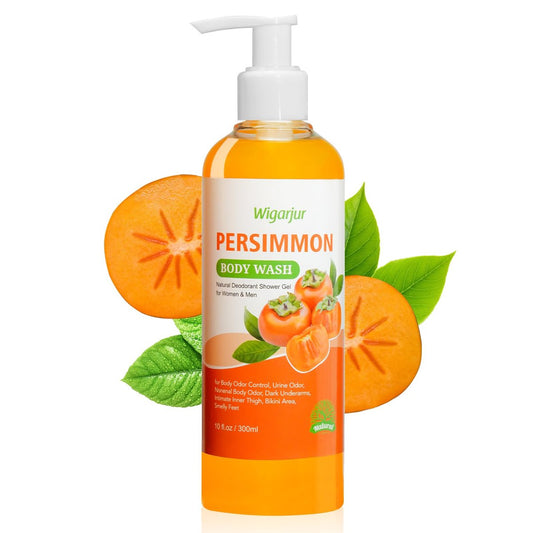 wigarjur Persimmon Body Wash for Old People Smell – Natural Deodorant Bar Soap for Strong Odor & Smelly Feet – Cleansing Body Deodorizing with Persimmon & Green Tea Extracts (10 Fl Oz)