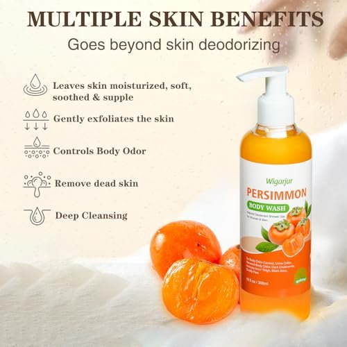 wigarjur Persimmon Body Wash for Old People Smell – Natural Deodorant Bar Soap for Strong Odor & Smelly Feet – Cleansing Body Deodorizing with Persimmon & Green Tea Extracts (10 Fl Oz) - görsel 6