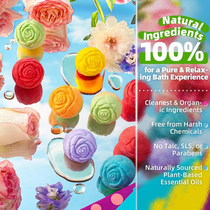 30 Rose-Shaped Bath Bombs – Handmade with Natural Ingredients, 6 Calming Scents – Relaxing Spa Gifts for Women, Men, Teens & Kids Avelisse