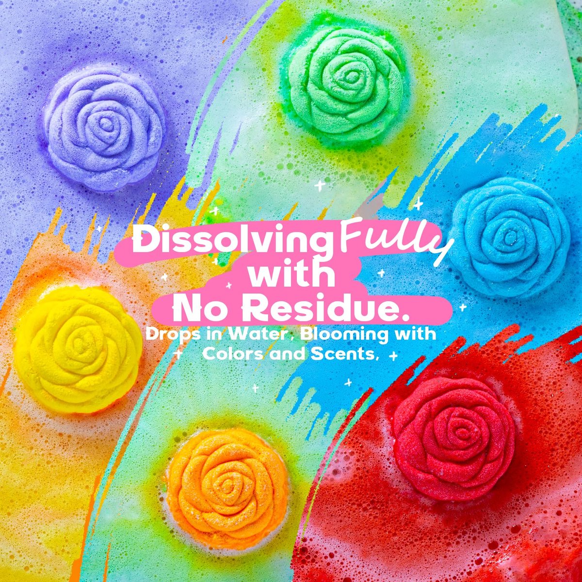 30 Rose-Shaped Bath Bombs – Handmade with Natural Ingredients, 6 Calming Scents – Relaxing Spa Gifts for Women, Men, Teens & Kids Avelisse