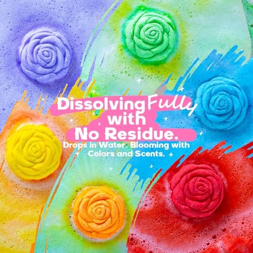 30 Rose-Shaped Bath Bombs – Handmade with Natural Ingredients, 6 Calming Scents – Relaxing Spa Gifts for Women, Men, Teens & Kids Avelisse