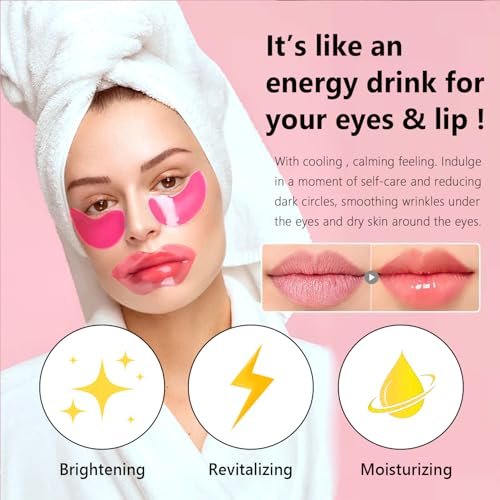 30 Pairs Eye Masks & Lip Masks - Under Eye Patches for Puffy Eyes, Moisturizing Lip Mask Pink Pads, Reducing Fine Lines, Bulk Gifts for Mother's Day, Graduation, Teacher Appreciation - görsel 5