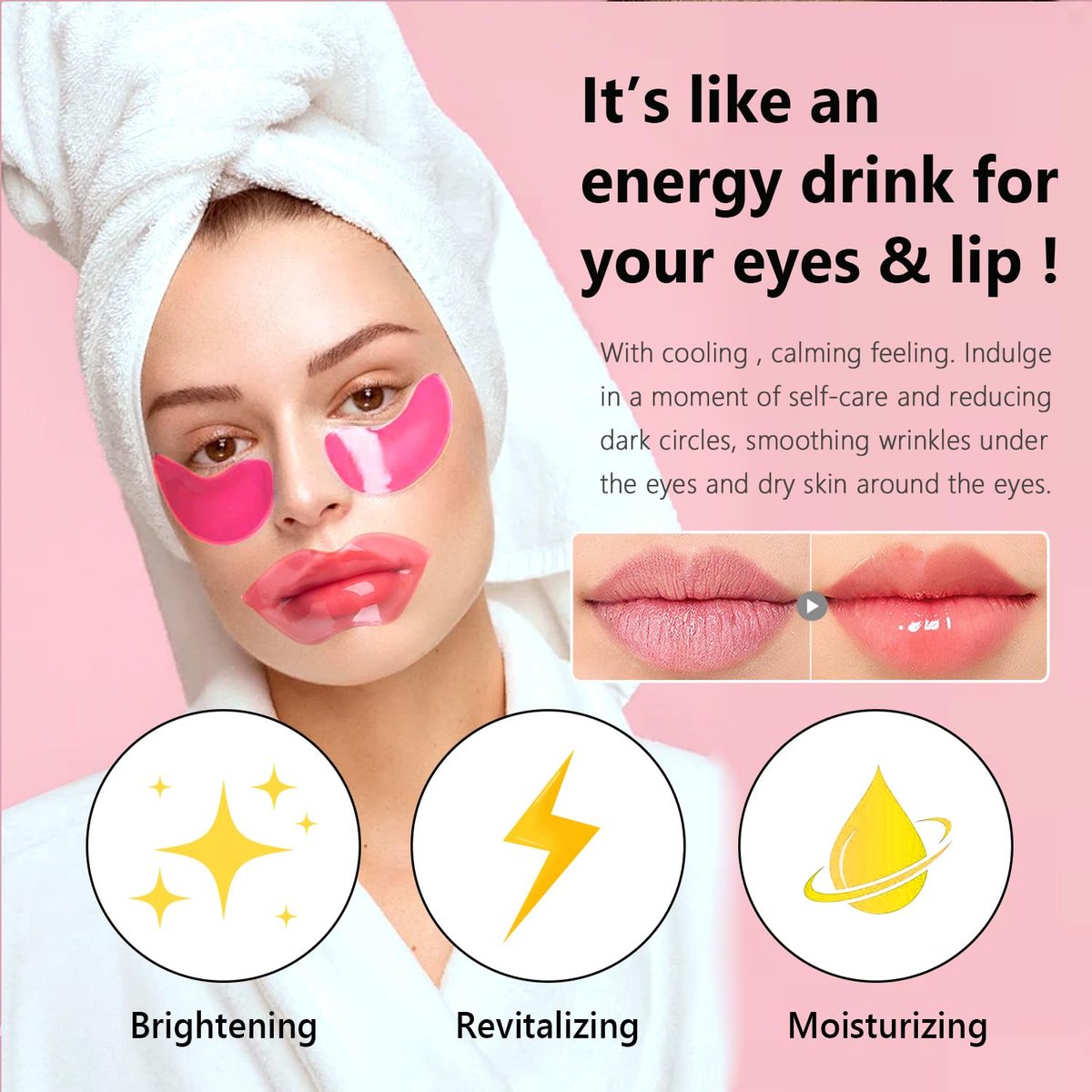 30 Pairs Eye Masks & Lip Masks - Under Eye Patches for Puffy Eyes, Moisturizing Lip Mask Pink Pads, Reducing Fine Lines, Bulk Gifts for Mother's Day, Graduation, Teacher Appreciation - görsel 6