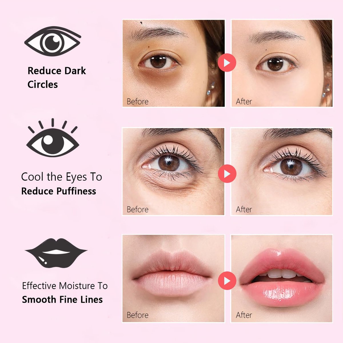 30 Pairs Eye Masks & Lip Masks - Under Eye Patches for Puffy Eyes, Moisturizing Lip Mask Pink Pads, Reducing Fine Lines, Bulk Gifts for Mother's Day, Graduation, Teacher Appreciation - görsel 8