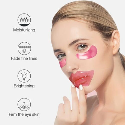 30 Pairs Eye Masks & Lip Masks - Under Eye Patches for Puffy Eyes, Moisturizing Lip Mask Pink Pads, Reducing Fine Lines, Bulk Gifts for Mother's Day, Graduation, Teacher Appreciation