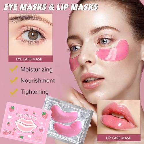 30 Pairs Eye Masks & Lip Masks - Under Eye Patches for Puffy Eyes, Moisturizing Lip Mask Pink Pads, Reducing Fine Lines, Bulk Gifts for Mother's Day, Graduation, Teacher Appreciation - görsel 3