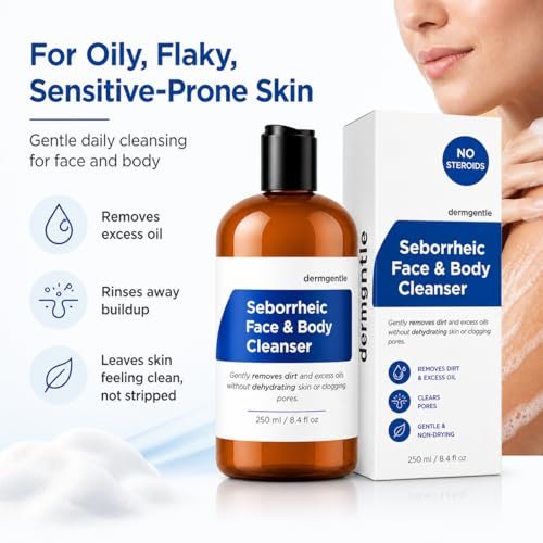 Dermgentle Seborrheic Face & Body Cleanser - Hydrating Face Wash for Seborrheic Dermatitis, Oil-Free, Soap-Free, 8 fl. oz Avelisse