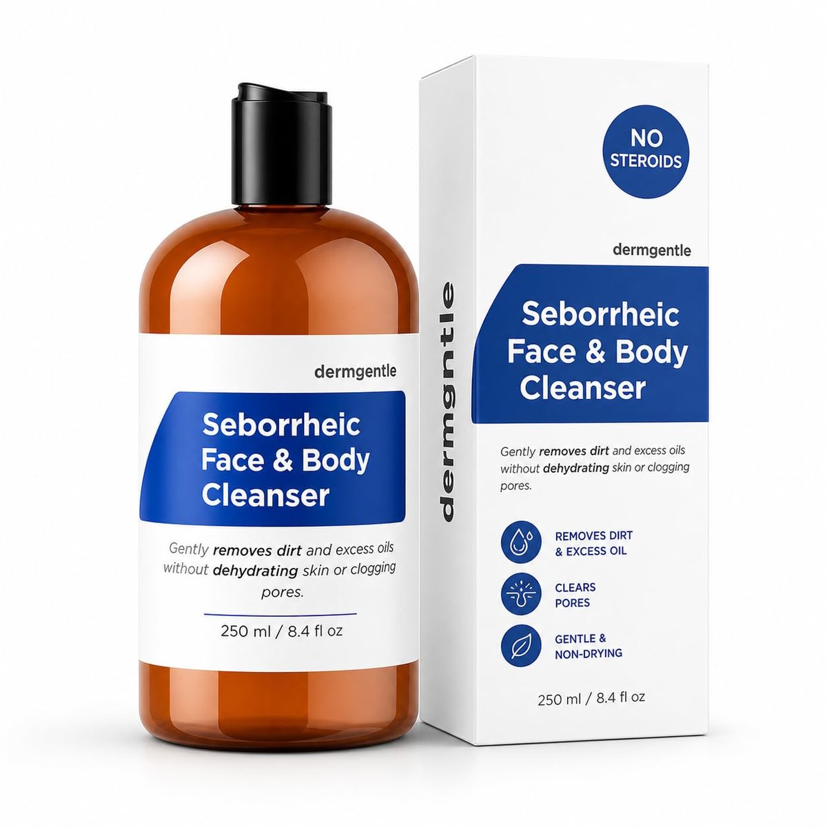 Dermgentle Seborrheic Face & Body Cleanser - Hydrating Face Wash for Seborrheic Dermatitis, Oil-Free, Soap-Free, 8 fl. oz Avelisse