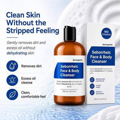 Dermgentle Seborrheic Face & Body Cleanser - Hydrating Face Wash for Seborrheic Dermatitis, Oil-Free, Soap-Free, 8 fl. oz Avelisse