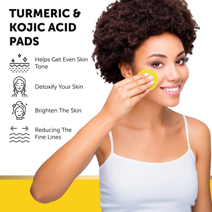 VALITIC Turmeric Kojic Acid Cleansing Pads - Exfoliating Dark Spot Remover for Face with Vitamin C, Alpha Arbutin, Niacinamide and Retinol - 60 Count Avelisse