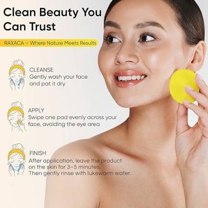 Kojic Acid Turmeric Exfoliating Cleansing Pads with Vitamin C – Dark Spot Remover & Deep Pore Cleanser, 50 Cotton Pads