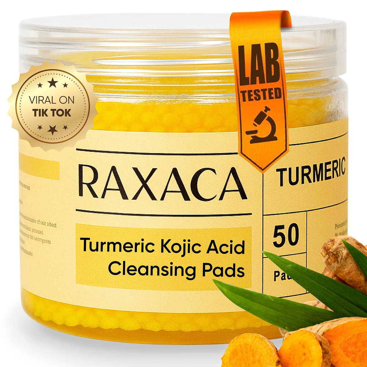 Kojic Acid Turmeric Exfoliating Cleansing Pads with Vitamin C – Dark Spot Remover & Deep Pore Cleanser, 50 Cotton Pads - görsel 1