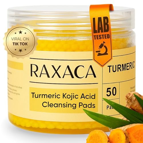 Kojic Acid Turmeric Exfoliating Cleansing Pads with Vitamin C – Dark Spot Remover & Deep Pore Cleanser, 50 Cotton Pads - görsel 2