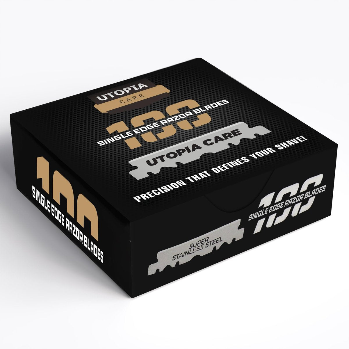 Utopia Care Single Edge Razor Blades – Stainless Steel Professional Barber Razor Blades for Hair Shaping, Shaving, Beard & Neckline Grooming (100 Pack) - görsel 1
