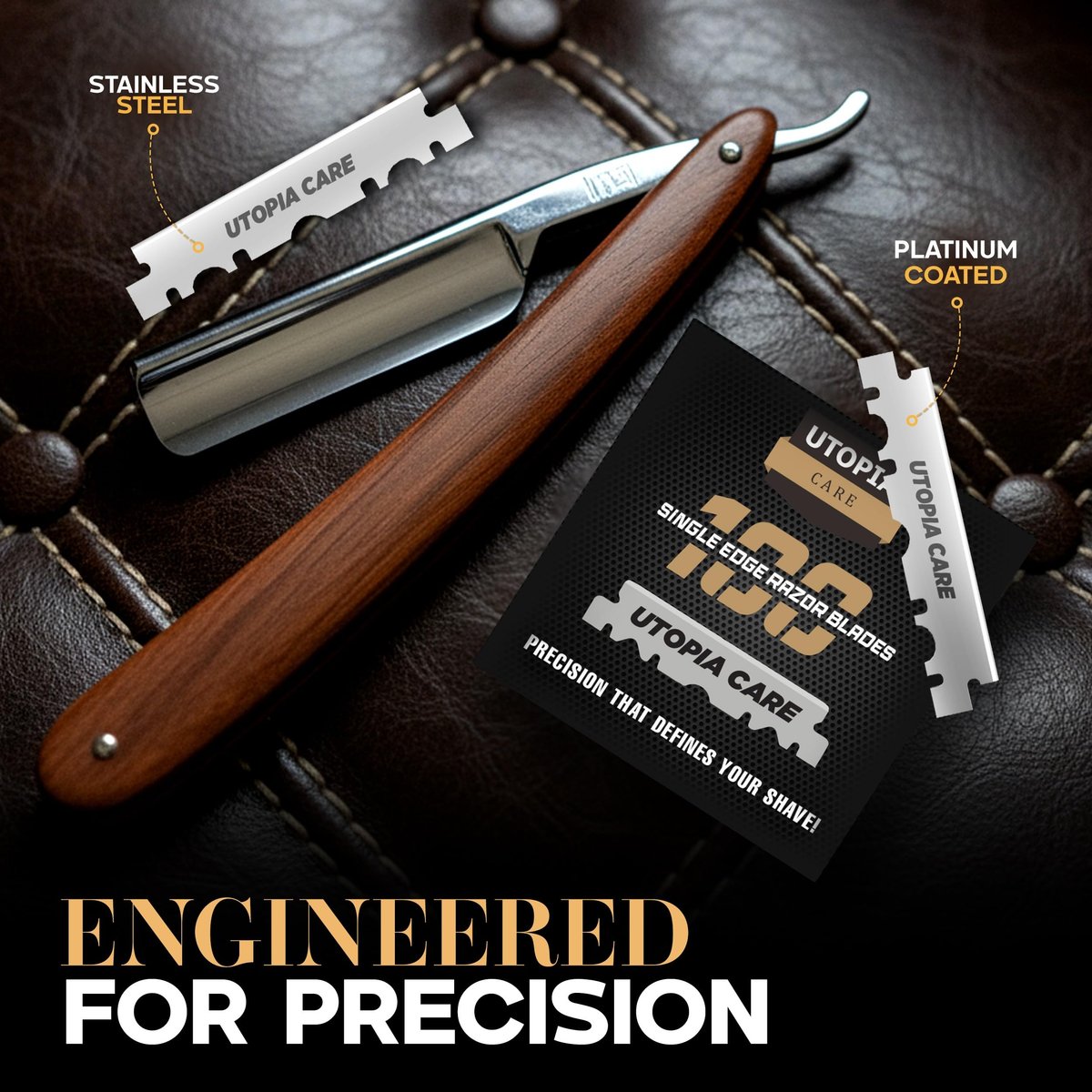 Utopia Care Single Edge Razor Blades – Stainless Steel Professional Barber Razor Blades for Hair Shaping, Shaving, Beard & Neckline Grooming (100 Pack) - görsel 13