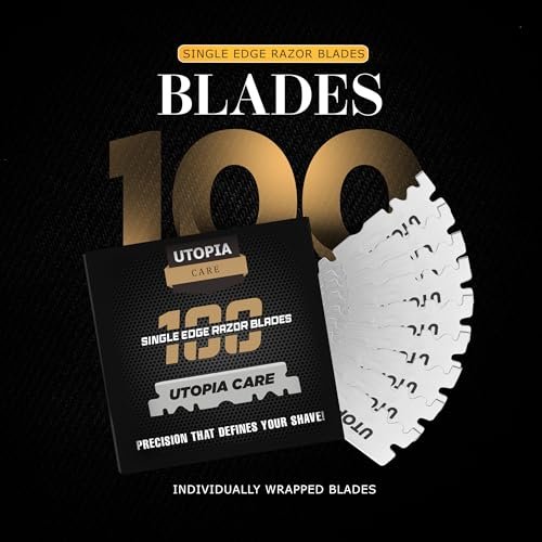Utopia Care Single Edge Razor Blades – Stainless Steel Professional Barber Razor Blades for Hair Shaping, Shaving, Beard & Neckline Grooming (100 Pack) - görsel 4