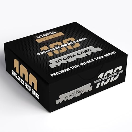 Utopia Care Single Edge Razor Blades – Stainless Steel Professional Barber Razor Blades for Hair Shaping, Shaving, Beard & Neckline Grooming (100 Pack) - görsel 2