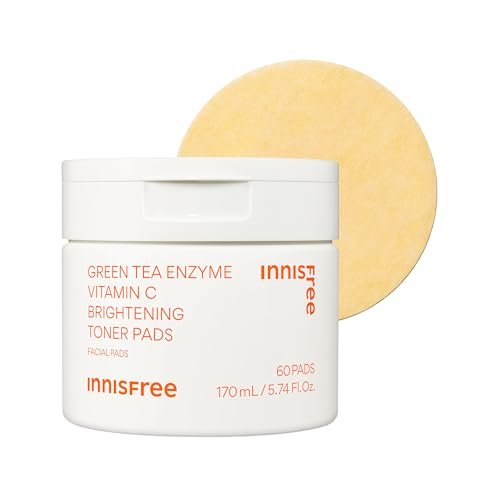 innisfree Green Tea Enzyme Vitamin C Toner Pads – Korean Brightening Face Pads for Dark Spots, Radiance & Even Skin Tone Avelisse