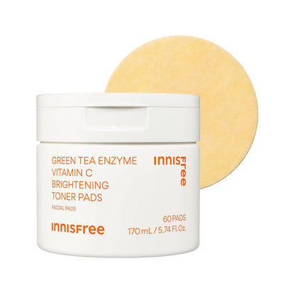 innisfree Green Tea Enzyme Vitamin C Toner Pads – Korean Brightening Face Pads for Dark Spots, Radiance & Even Skin Tone Avelisse