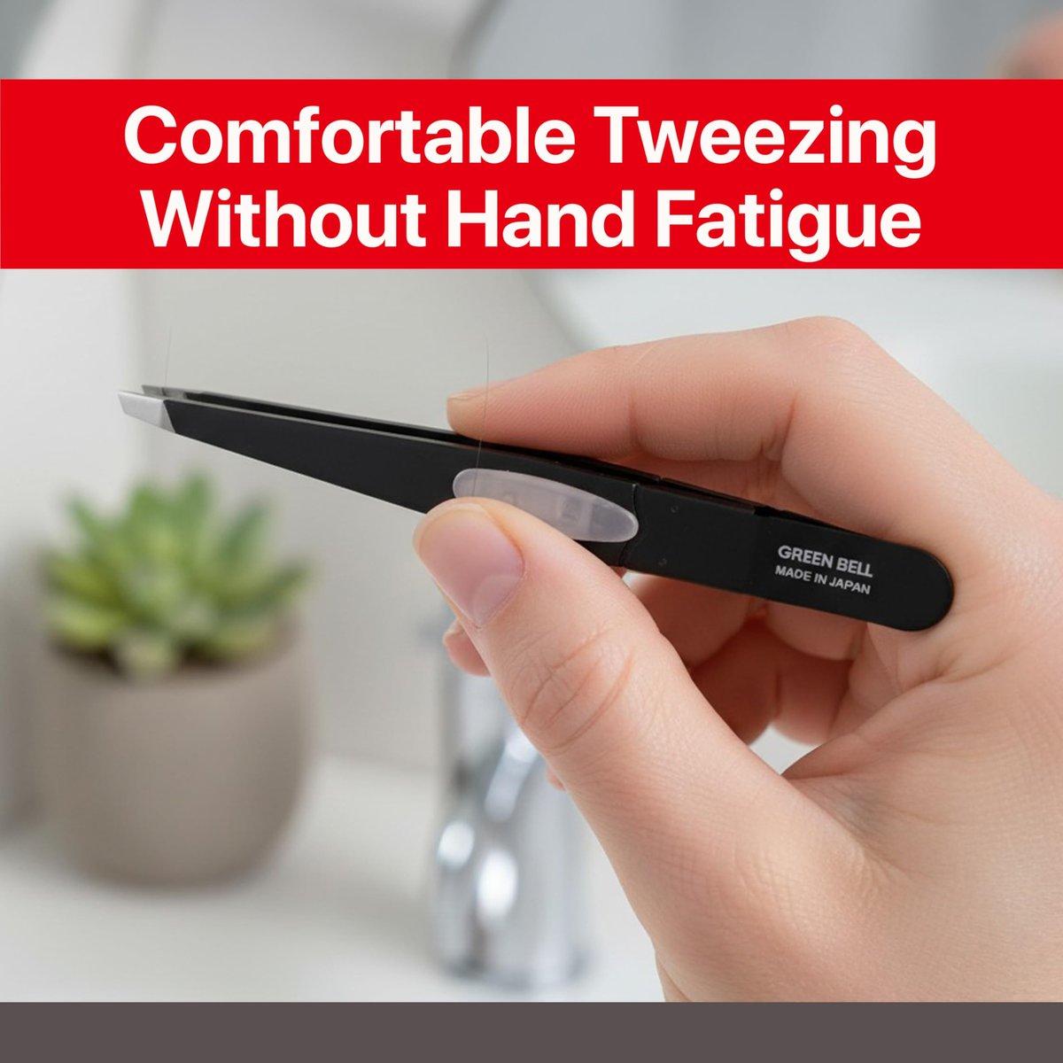 SEKI EDGE SS-518 Amazing Tweezer - Slant Tip with Tension Stopper - Stainless Steel - Black - Crafted with Patented Spring Technology for Precision and Flawless Eyebrow and Hair Removal - Made in Japan Avelisse