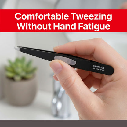 SEKI EDGE SS-518 Amazing Tweezer - Slant Tip with Tension Stopper - Stainless Steel - Black - Crafted with Patented Spring Technology for Precision and Flawless Eyebrow and Hair Removal - Made in Japan Avelisse