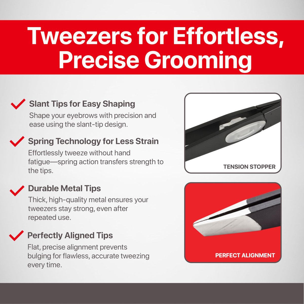 SEKI EDGE SS-518 Amazing Tweezer - Slant Tip with Tension Stopper - Stainless Steel - Black - Crafted with Patented Spring Technology for Precision and Flawless Eyebrow and Hair Removal - Made in Japan Avelisse