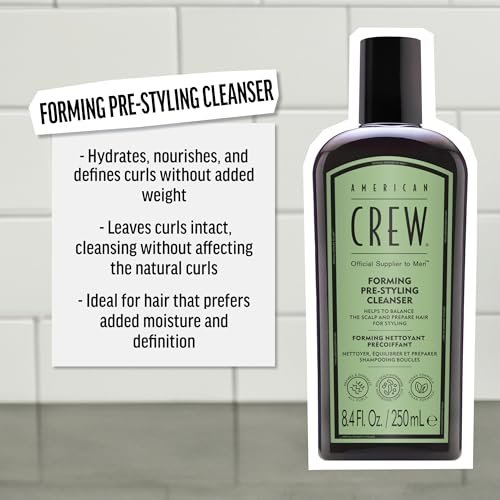 AMERICAN CREW Men's Pre-Styler Forming Shampoo for Textured & Curly Hair, Anti-Frizz & Curl Defining, With Jojoba Oil, Vegan, 8.5 fl oz Avelisse